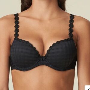 MARI JO BALCONET Elegant Black Floral Lace Bra 34 F